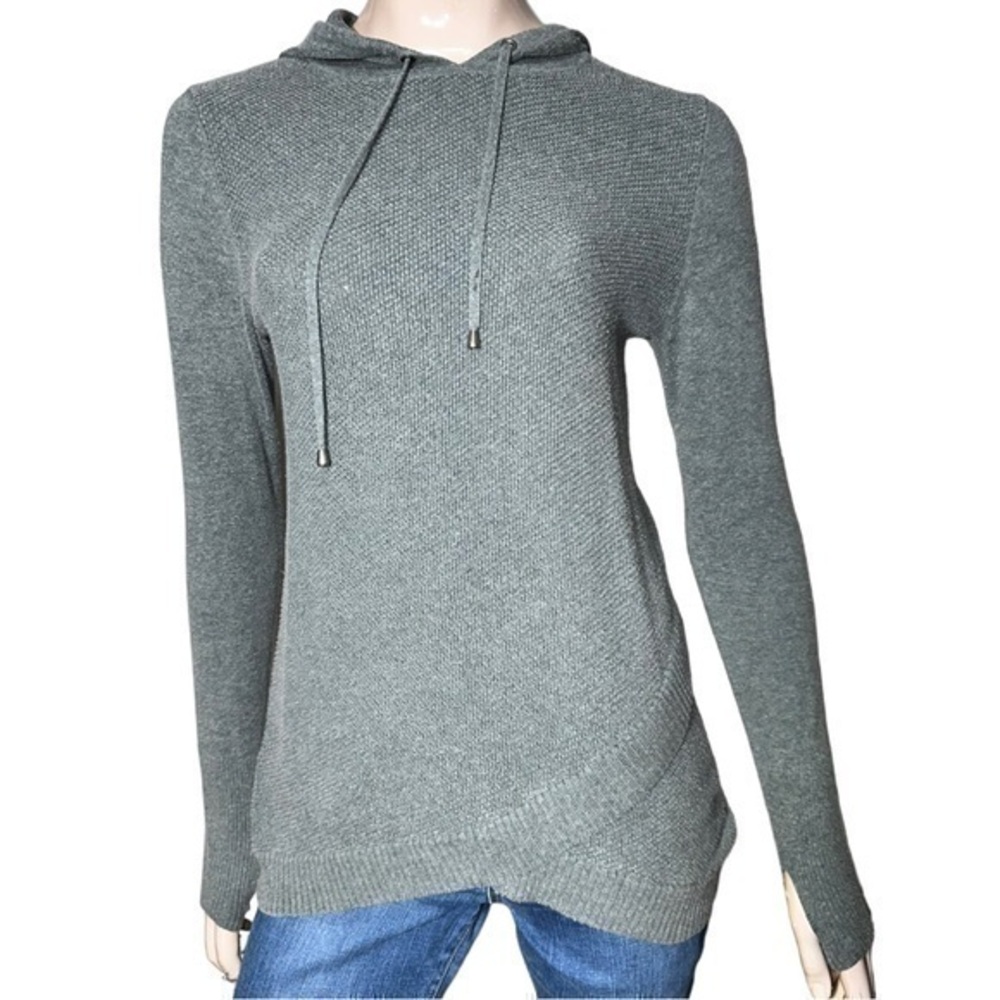 Dakini Women’s Size S Gray Thermal Waffle Knit Hooded Pullover Sweater